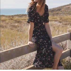 Christy Dawn Lennon Dress Black/Pink floral button down Thulian spray size L